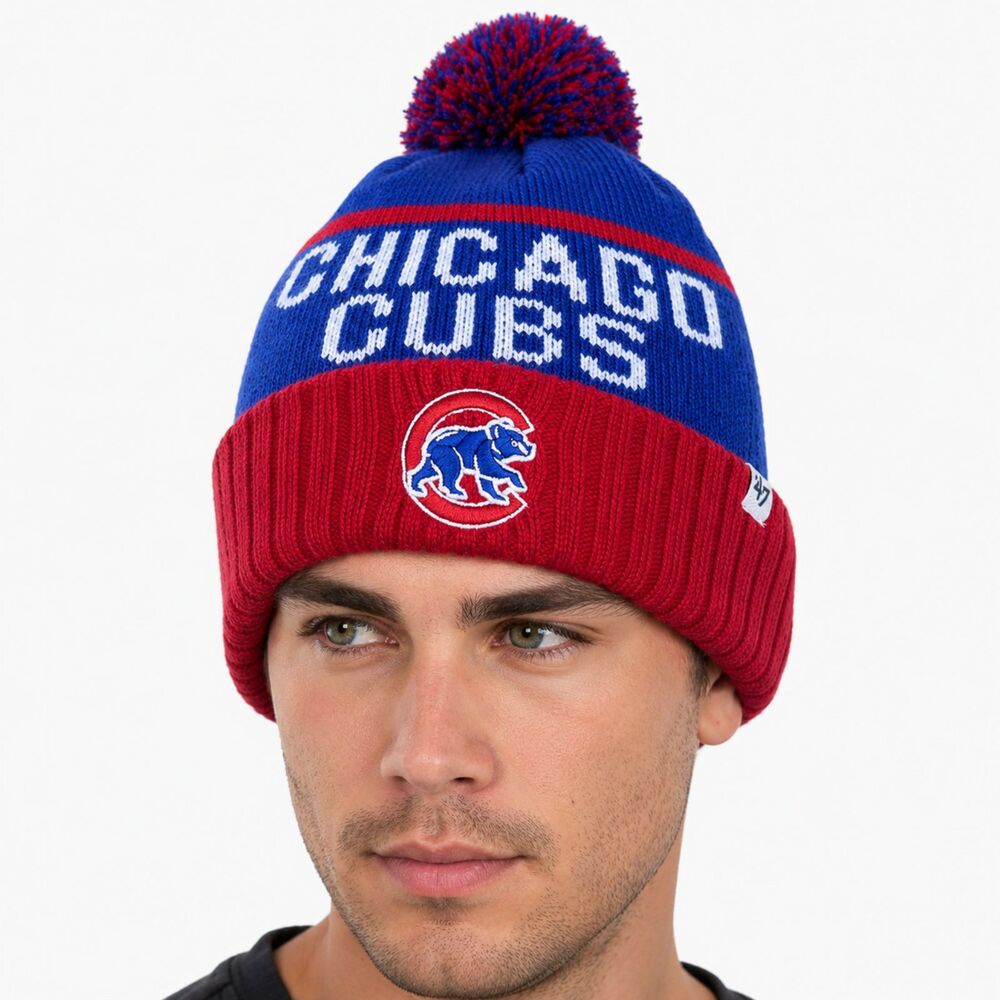 Chicago Cubs Red Knit Beanie Hat MLB Genuine Merchandise One Size Adult '47